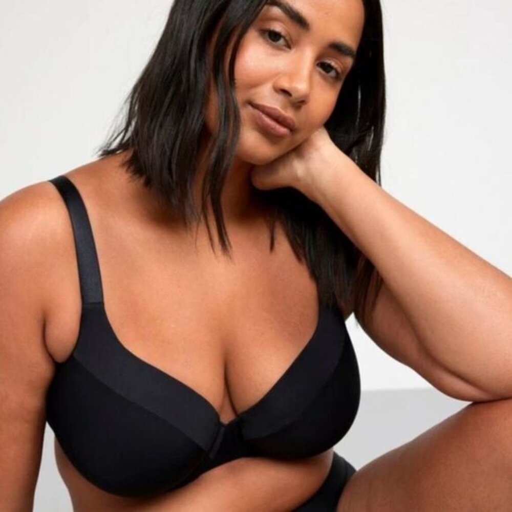 LINDEX Diva T-Shirt Bra Matte & Satin Smooth Full Coverage Black 42 DD